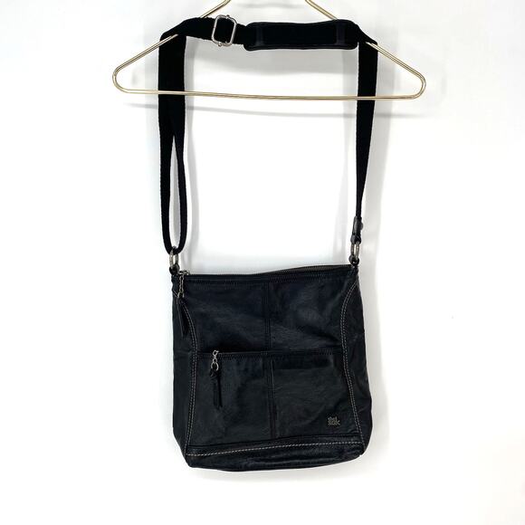 The Sak Iris Black Leather Crossbody Messenger Style Bag Purse - Picture 1 of 9
